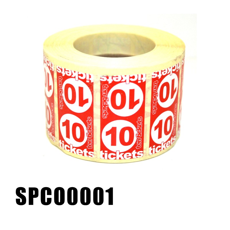 Tickety Boo Roll '10 Tickets' Roll of  1000 Red Stickers