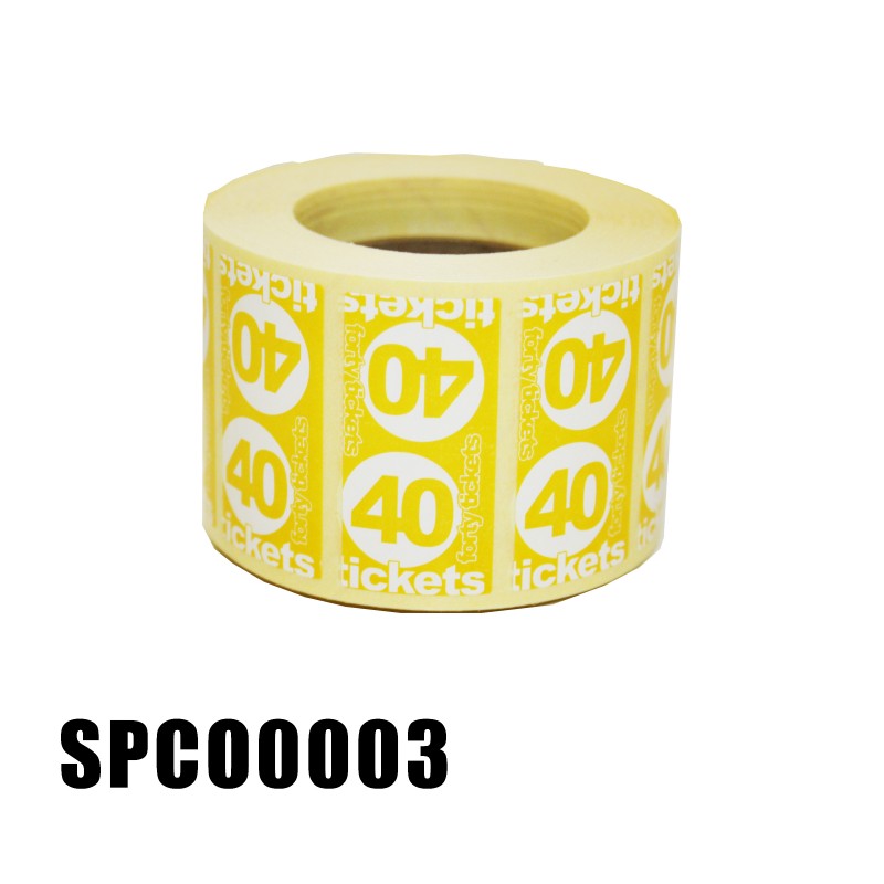 Tickety Boo Roll '40 Tickets' Roll of  1000 Yellow Stickers