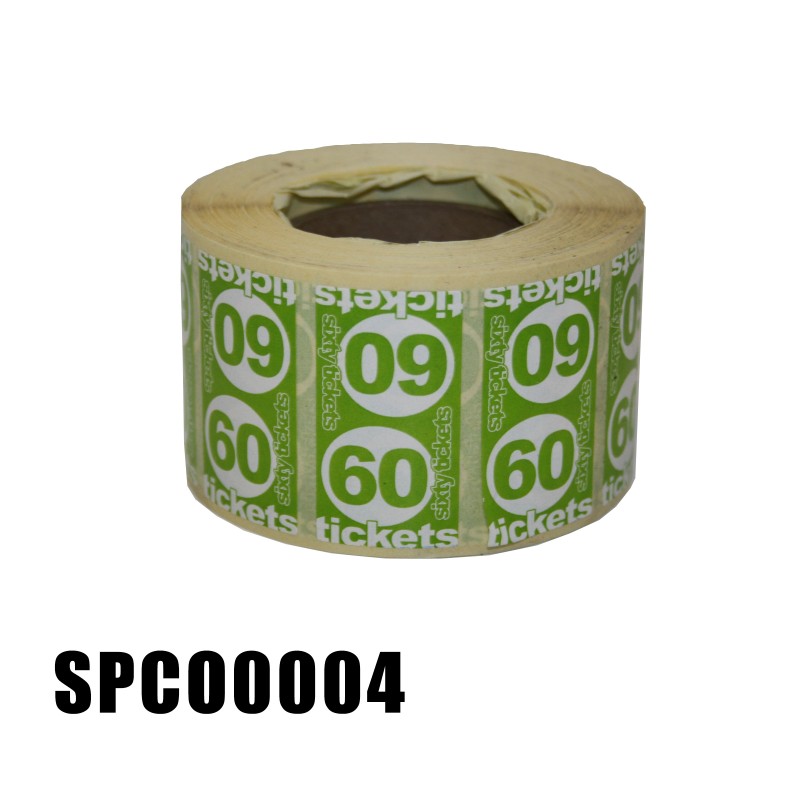 Tickety Boo Roll '60 Tickets' Roll of  1000 Green Stickers