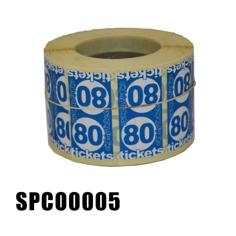 Tickety Boo Roll '80 Tickets' Roll of  1000 Blue Stickers